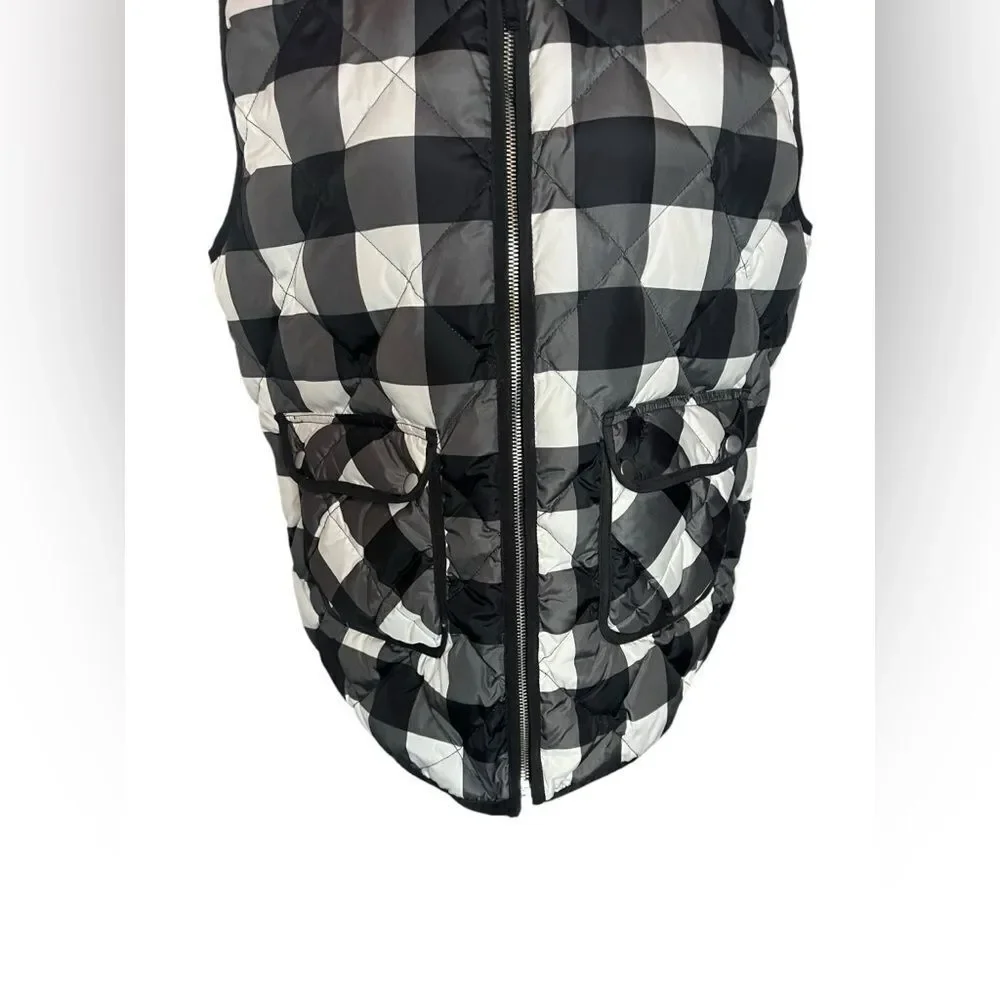WOOLRICH QUILTED BLACK/WHITE PLAID‎ WINTER CASUAL PUFFER VEST WOMENS SIZE XL